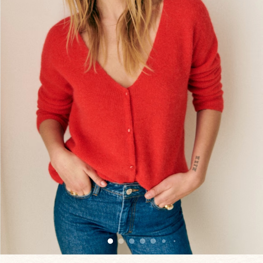 Sezane Red Barry Sweater
